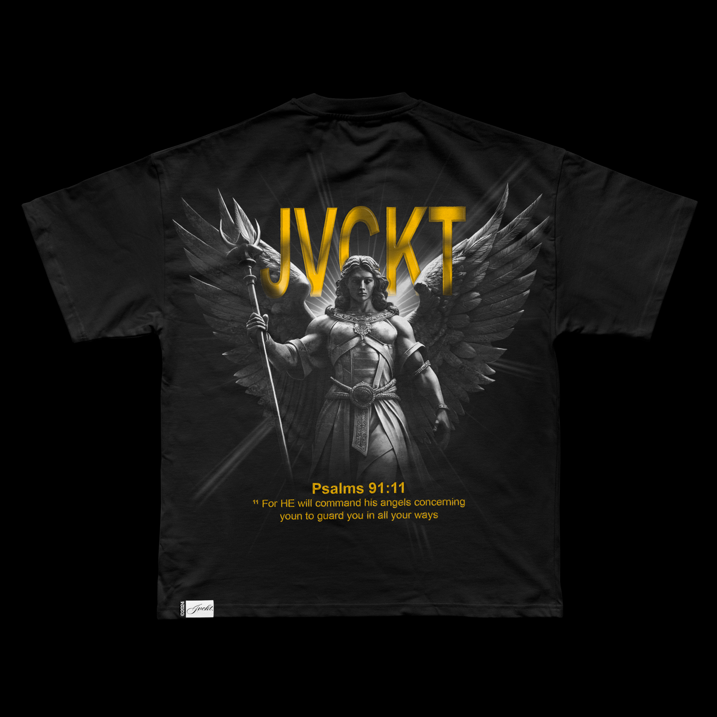 Black "Angel Guard" Oversized T-Shirt